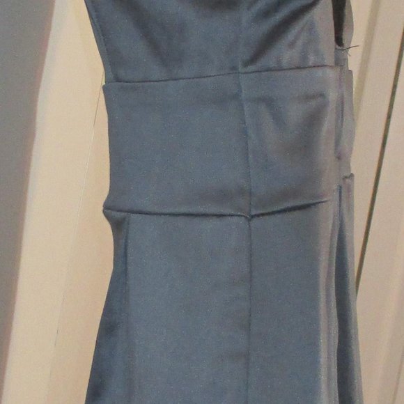 MY STORY Grey Satin/Black Lace Mini SZ SMALL BACK LESS DRESS - Picture 5 of 10